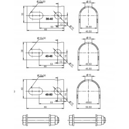 Set of adapters for hitches, hitch with SPP steelpress screws, reduction