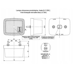 Rectangular marker lamp, orange, Horpol