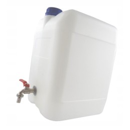 Water container canister with metal tap, 20 liters