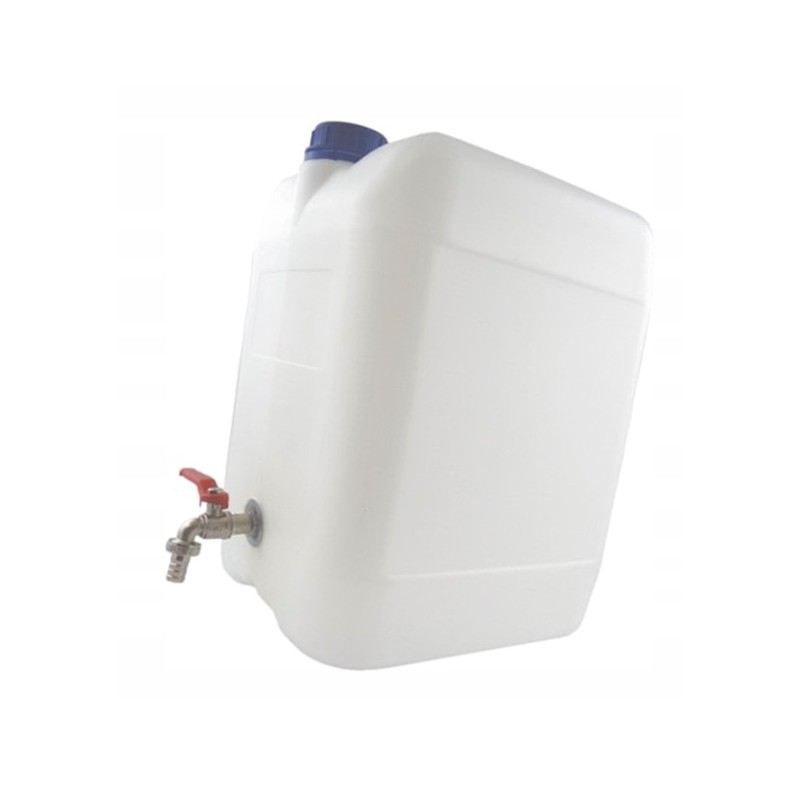 Water container canister with metal tap, 20 liters
