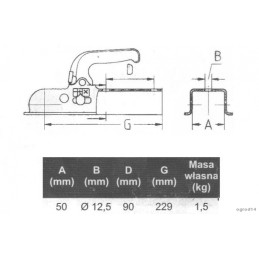 Ball trailer hitch knott 50 square 1400 kq14a
