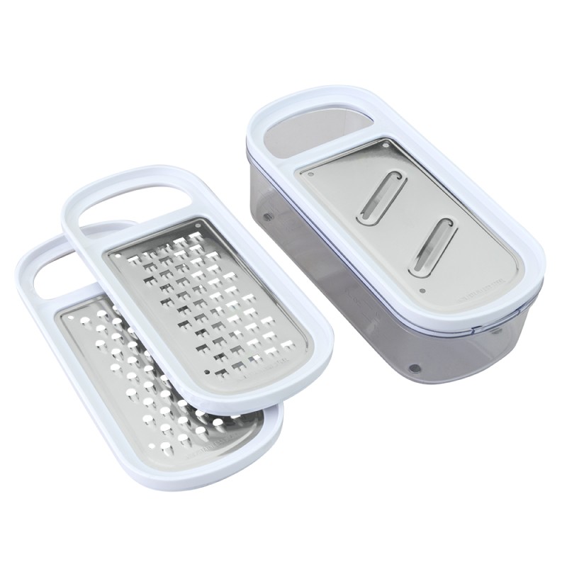 Kitchen grater with metaltex 3-in-1 container, white