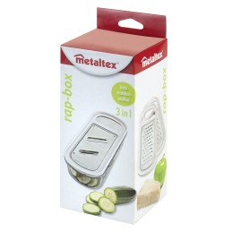 Kitchen grater with metaltex 3-in-1 container, white