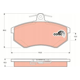 Brake pads, front discs, valve 16 2mm LP884 with sensor