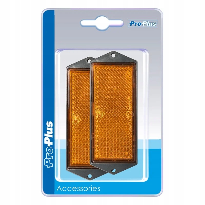 Rectangular reflector 104x40mm yellow for screws and rivets