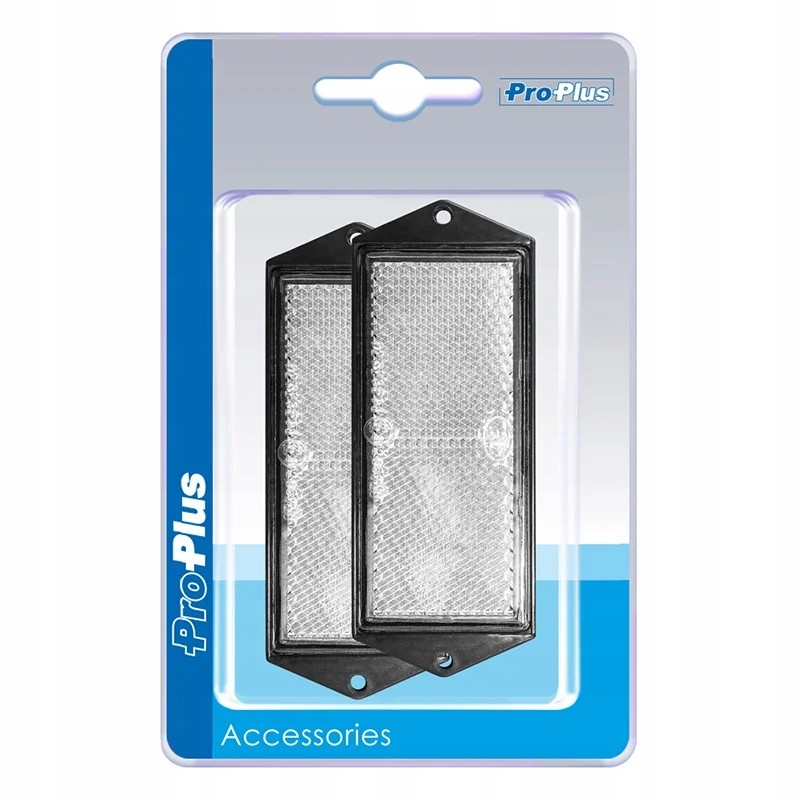 Rectangular reflector 104x40mm white for screws and rivets