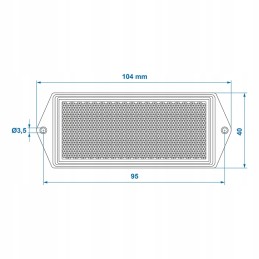 Rectangular reflector 104x40mm white for screws and rivets