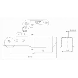 Ball hitch trailer hitch 750 kg square 50x50