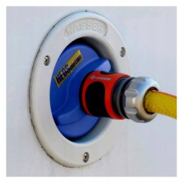 Quick-connect water filler cap for camper garden hose