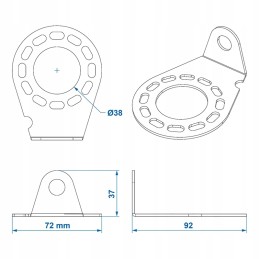 Base mounting trailer socket 9 2x7 2cm