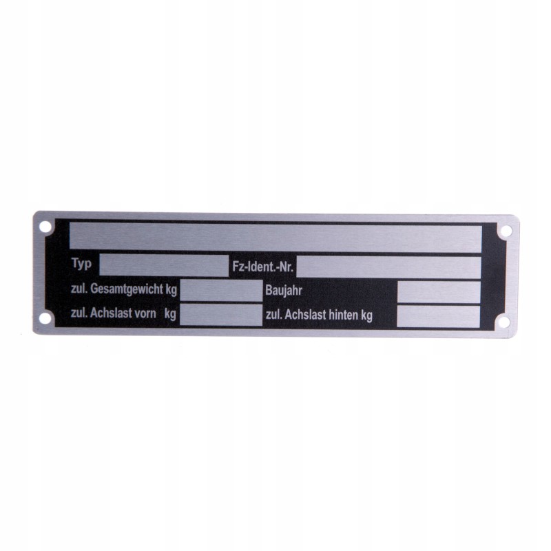 Trailer nameplate 148x38x0 5mm