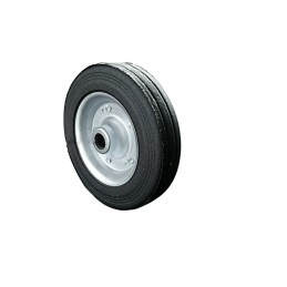 A trailer wheel with a 20x5 Alko cast tire