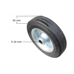 A trailer wheel with a 20x5 Alko cast tire