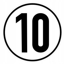 Sticker speed limit 10 km, sign diameter 20 cm