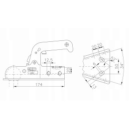 Winterhoff WW8 Y ball hitch for V-type drawbar for 800 kg trailer