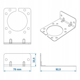Base mounting trailer socket 9 25x7cm 90