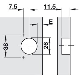 Metal furniture hinge for trailer cabinets, 1 pc