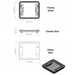Glass roof hatch, roof window 400x500x74mm