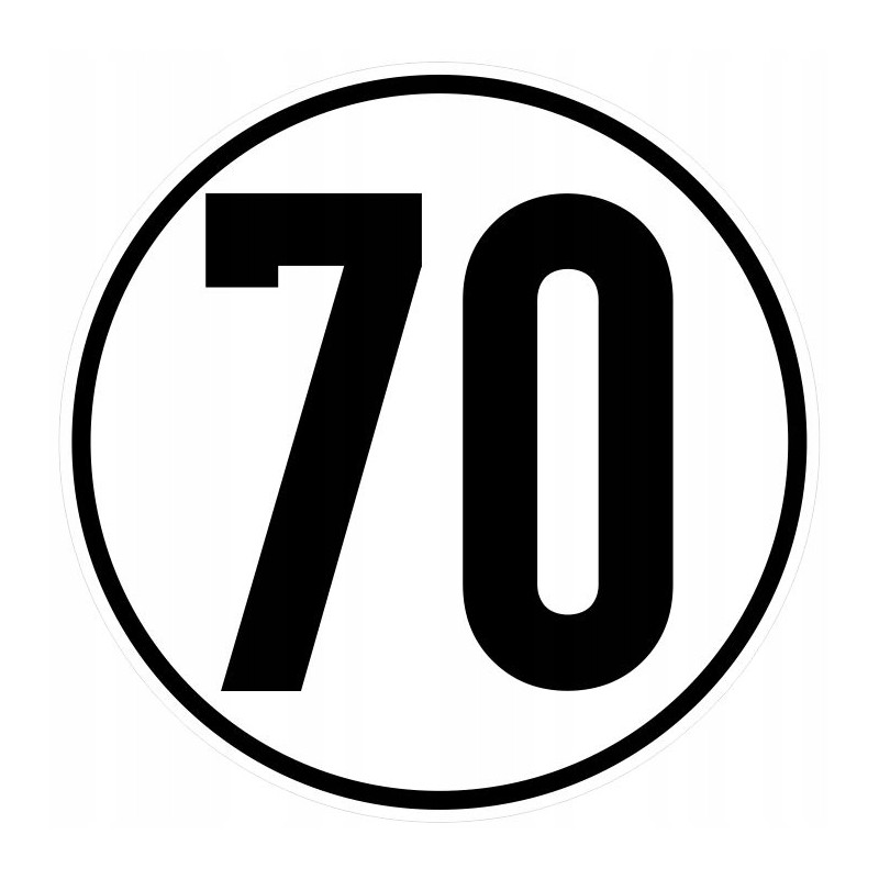 Sticker speed limit 70 km sign diameter 20 cm