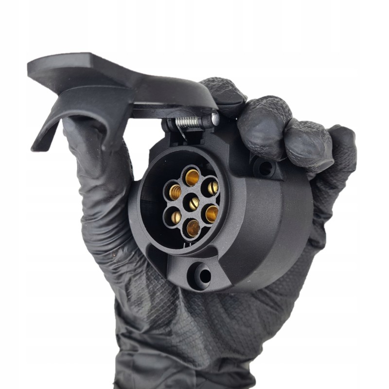 7 pin trailer hitch socket, round brass contacts