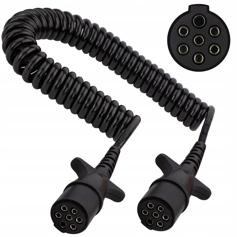 Spiral cable for trailer, 7 pin plug, type n 4, 5 m