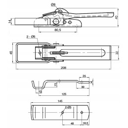 Galvanized surface-mounted side lock with a catch