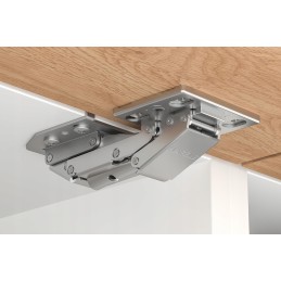 Piston surface hinge for camper trailer with pull-brake