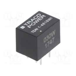 1 pcs x TRACO POWER - TDN 1-4810WI - Converter: DC/DC, 1W, Uin: 18÷75V, Uout: 3.3VDC, Iout: 300mA, DIP