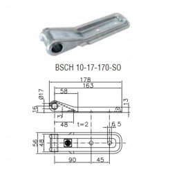Side hinge set, 170mm trailer side