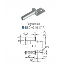Side hinge set, 170mm trailer side