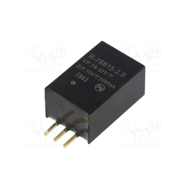 1 pcs x RECOM - R-78B15-2.0 - Converter: DC/DC, 30W, Uin: 18÷32V, Uout: 15VDC, Iout: 2A, SIP3, PCB