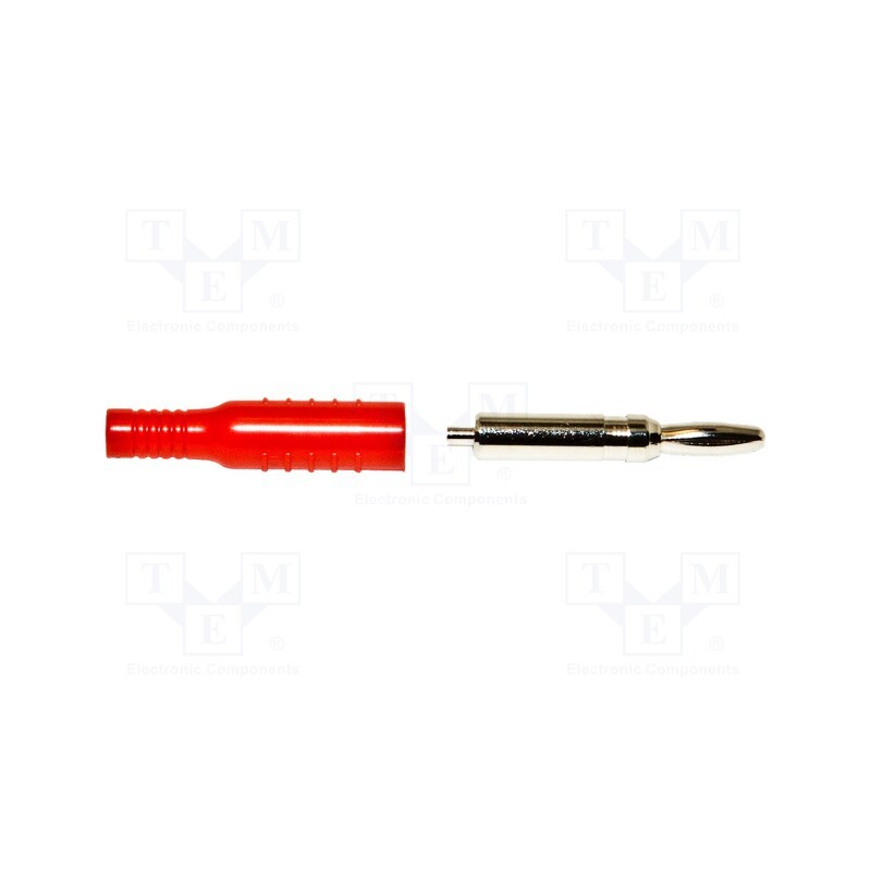 1 pcs x MUELLER ELECTRIC - BU-P5169-2 - Plug, 4mm banana, 15A, red, nickel plated, soldered,crimped, brass
