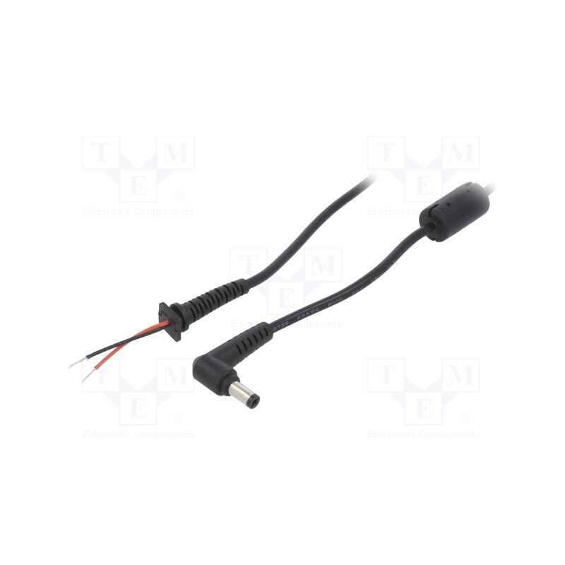 1 pcs x AKYGA - AK-SC-35 - Cable, 2x0.5mm2, wires,DC 5,5/2,1 plug, angled, black, 1.2m