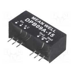 1 pcs x MEAN WELL - DPB09A-15 - Converter: DC/DC, 9W, Uin: 9÷18V, Uout: 15VDC, Uout2: -15VDC, SIP8