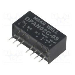 1 pcs x MEAN WELL - DPAN02C-05 - Converter: DC/DC, 2W, Uin: 36÷75V, Uout: 5VDC, Uout2: -5VDC, SIP8
