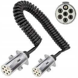 Spiral semi-trailer cable, metal plug, 7 pin, type S, 4 m