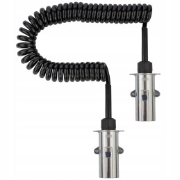 Spiral semi-trailer cable, metal plug, 7 pin, type S, 4 m