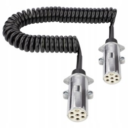 Spiral semi-trailer cable, metal plug, 7 pin, type S, 4 m