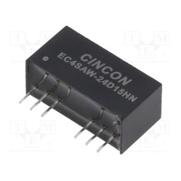 1 pcs x CINCON - EC4SAW-24D15HN - Converter: DC/DC, 5/6W, Uin: 9÷36V, Uout: 15VDC, Uout2: -15VDC, SIP8