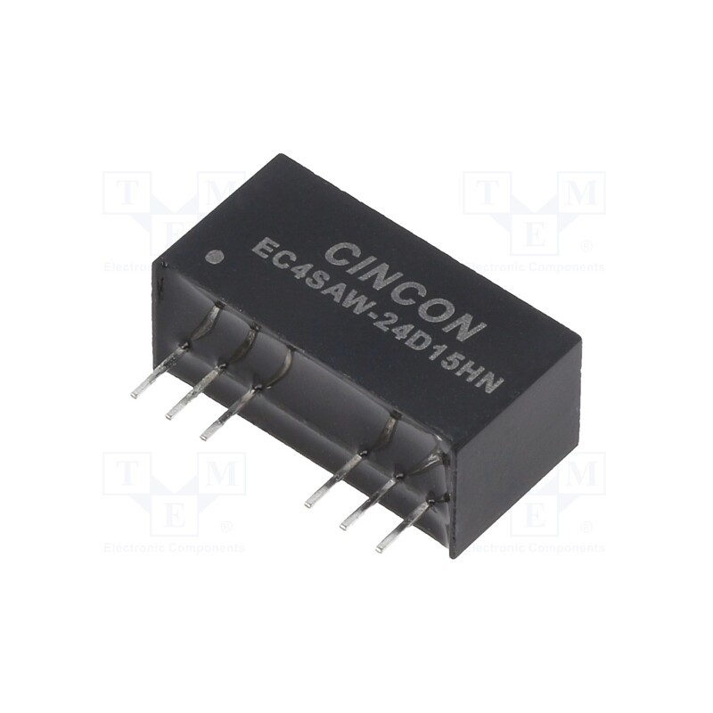 1 pcs x CINCON - EC4SAW-24D15HN - Converter: DC/DC, 5/6W, Uin: 9÷36V, Uout: 15VDC, Uout2: -15VDC, SIP8