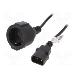 1 pcs x AKYGA - AK-PC-13A - Cable, 3G0.75mm2, CEE 7/3 (F) socket,IEC C14 male, PVC, 1m, black