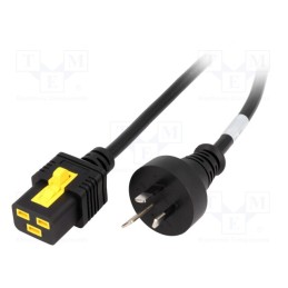 1 pcs x SCHURTER - - - Cable, 3x1.5mm2, AS 3112 (I) plug,IEC C19 female, PVC, 2m, black