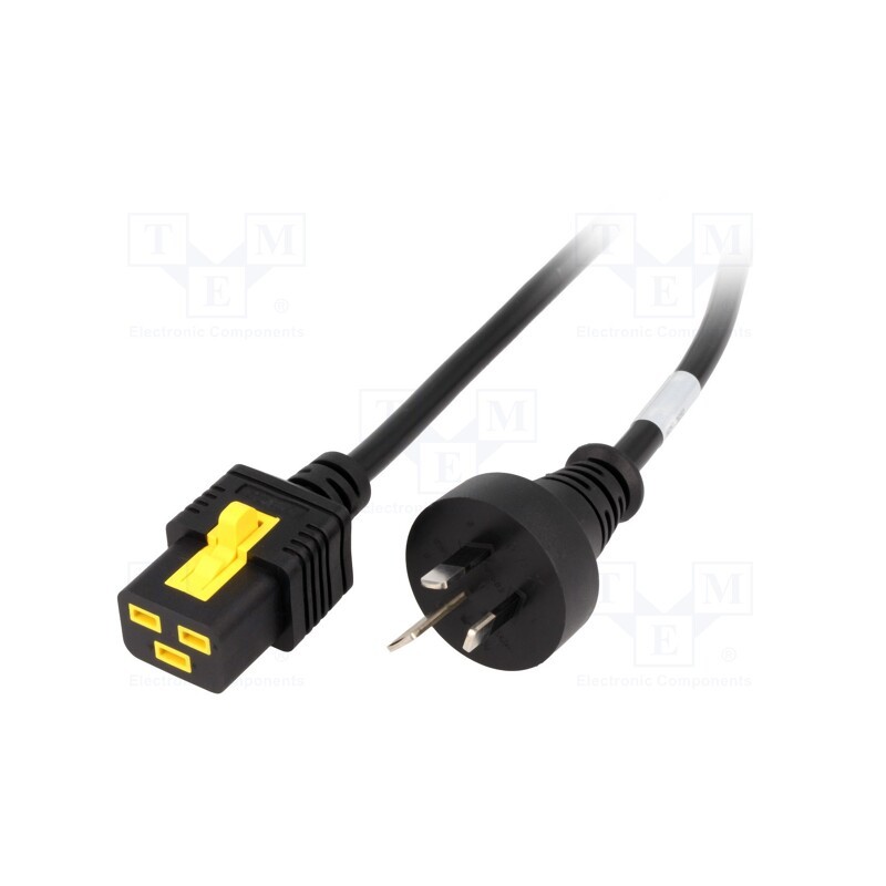 1 pcs x SCHURTER - - - Cable, 3x1.5mm2, AS 3112 (I) plug,IEC C19 female, PVC, 2m, black