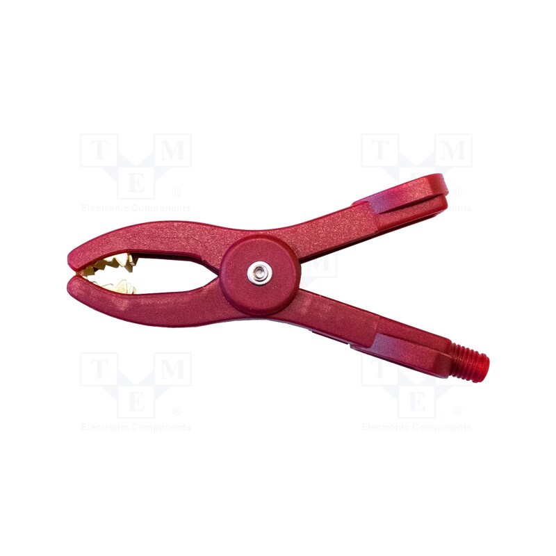 1 pcs x MUELLER ELECTRIC - BU-111-2 - Crocodile clip, 50A, Grip capac: max.25mm, Overall len: 107mm, red