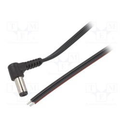 1 pcs x WEST POL - A25-TT-T075-150BK - Cable, 2x0.75mm2, wires,DC 5,5/2,5 plug, angled, black, 1.5m