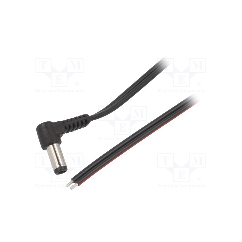 1 pcs x WEST POL - A25-TT-T075-150BK - Cable, 2x0.75mm2, wires,DC 5,5/2,5 plug, angled, black, 1.5m