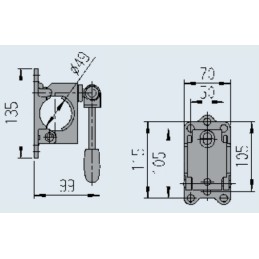 Maneuvering handle fi48 in cast iron