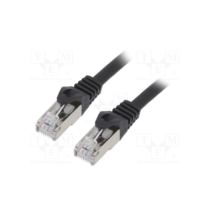 1 pcs x GEMBIRD - PP6A-LSZHCU-BK-1M - Patch cord, S/FTP, 6a, solid, Cu, LSZH, black, 1m, 27AWG, Cablexpert