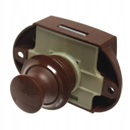 Brown push button for camper cabinet with lock