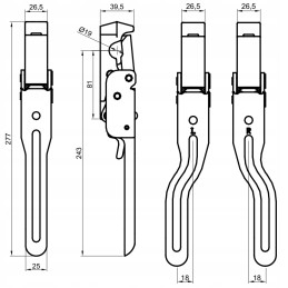 Right side board clip, bottom opening, pronar pins